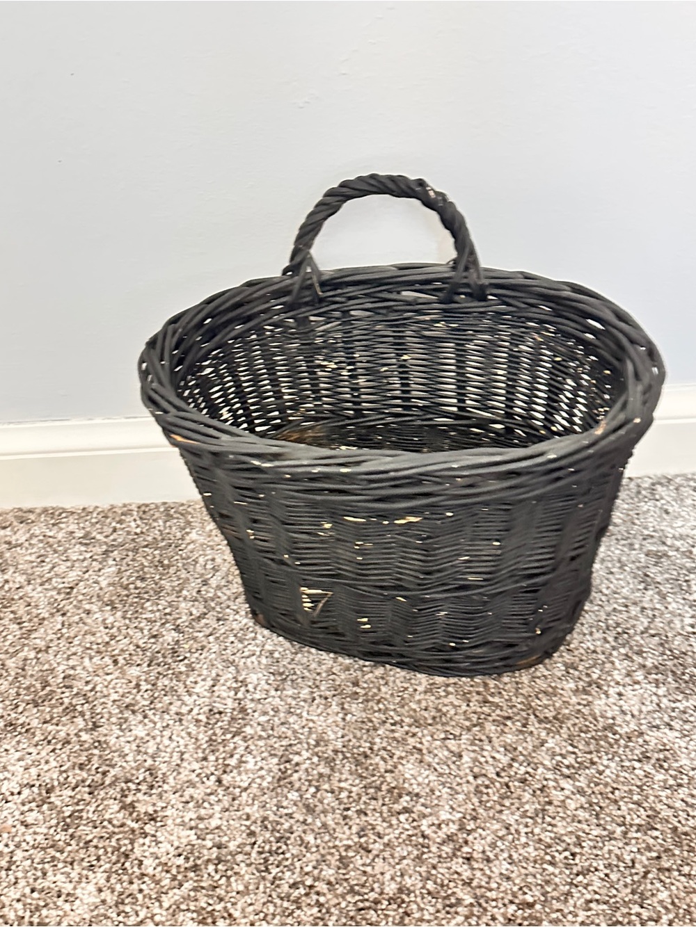 Wicker oval shaped painted basket
